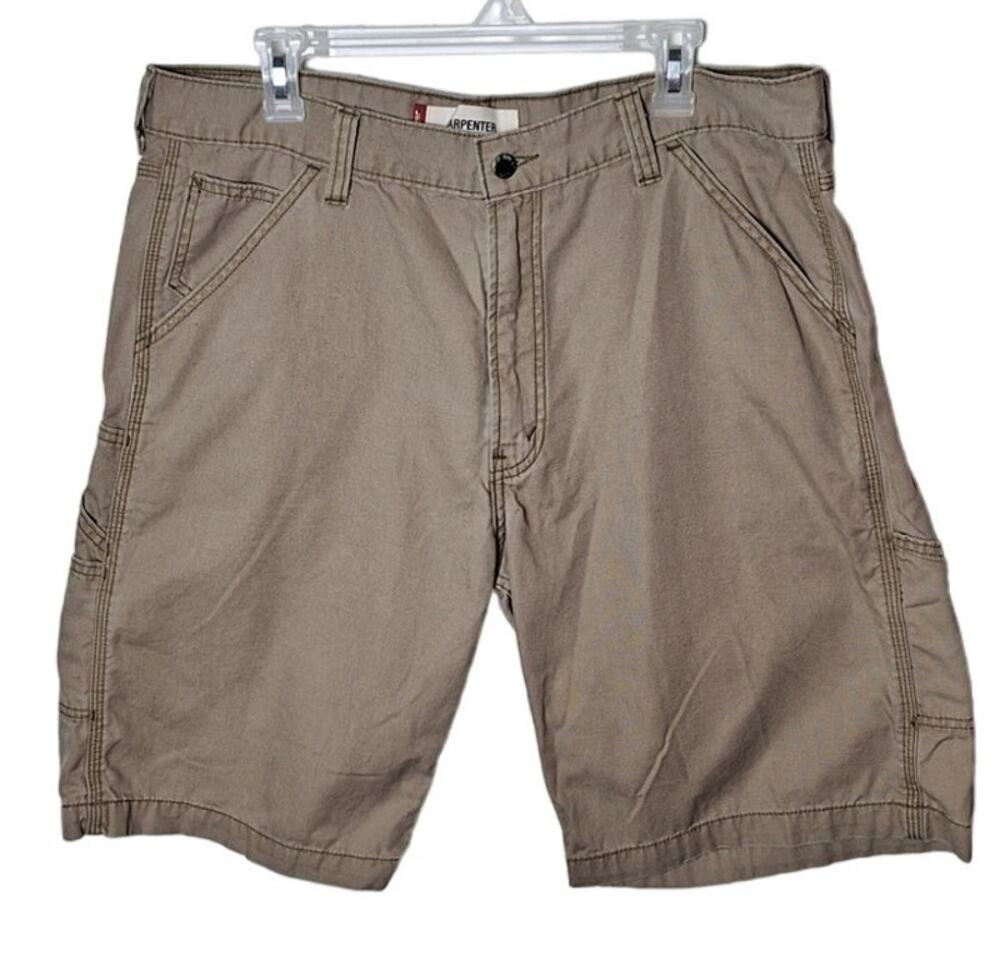 Levi's Men 36 Brown Beige "Carpenter" Utility Denim Jean Shorts, Inseam 10.5"